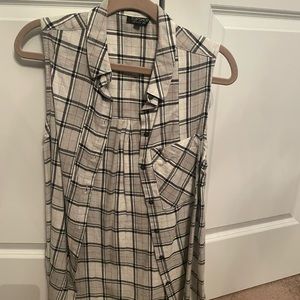 Topshop plaid vest button down size 2